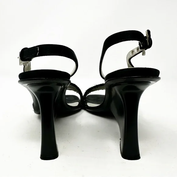 Prada Vintage Black Slingback Wedge Sandals Size 38 / US 8